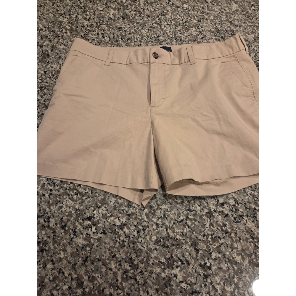 Gap Relaxed Girlfriend Shorts Womens 16 Tan Khaki‎ Chino Twill Mid Rise Casual
